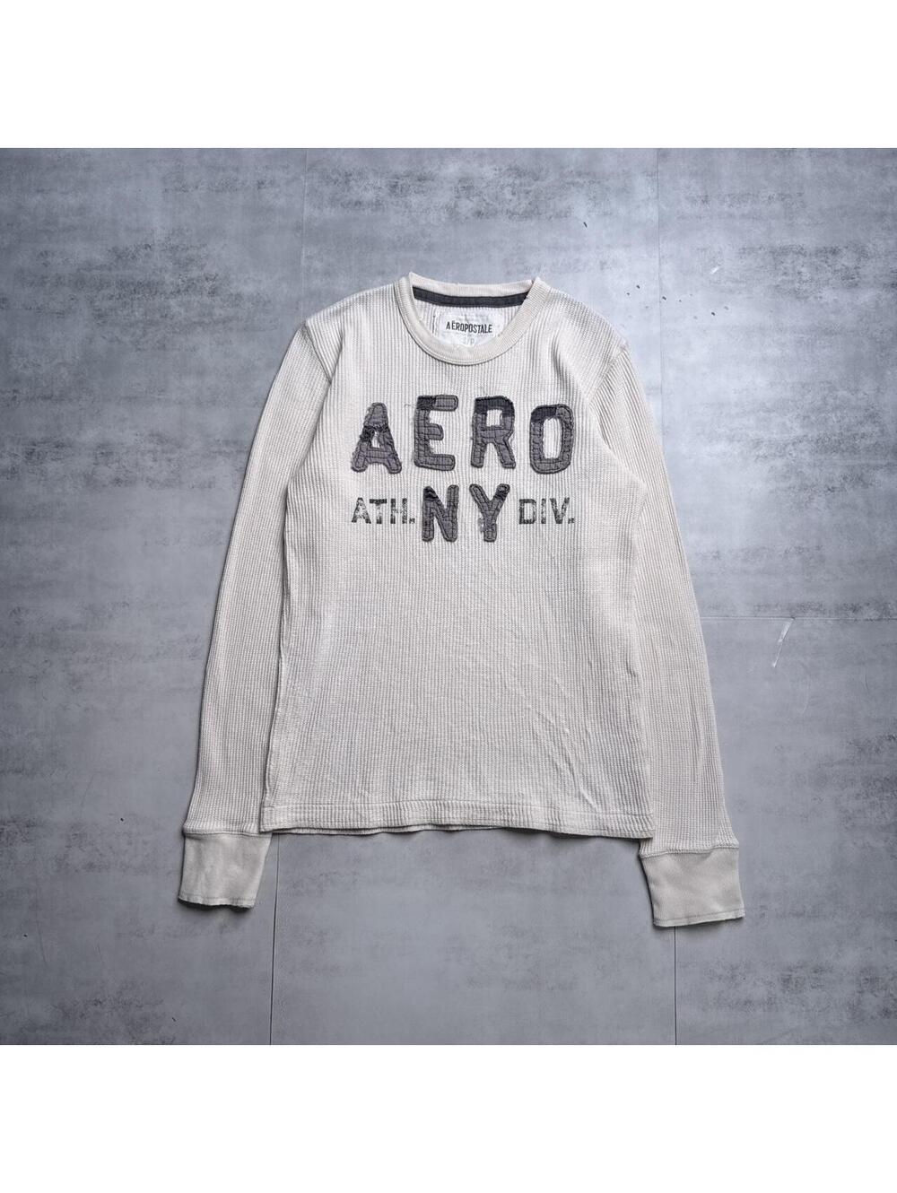 Y2K Aeropostale 00s White Thermal Grunge Long sleeve shirt